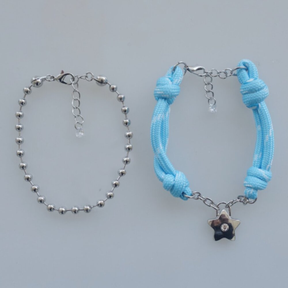 FREE PEOPLE Starry Skies Cord & Ball Chain Bracelet Set